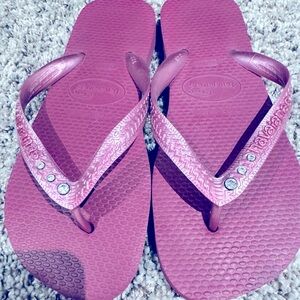 Havaianas Women's Pink Flip Flops with Crystals